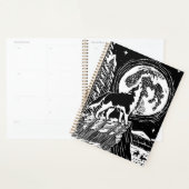 Husky Howling noir et blanc à Night Linocut (Devant avec enveloppe)
