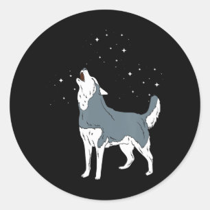 Husky   Howling Siberian Husky Puppy Hondenliefheb Ronde Sticker