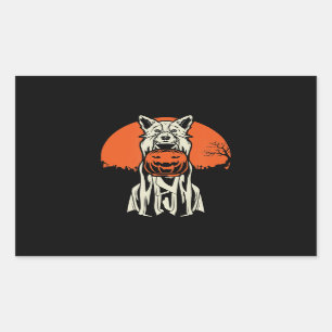 Husky Husky Halloween Funny Dog Costume Pumpkin Rechthoekige Sticker