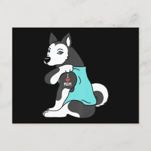 Husky   Ik hou van Moeder Tattoo Husky Grappige Mo Feestdagenkaart