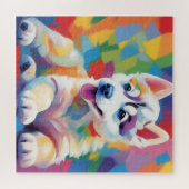 Husky in het land van kleuren legpuzzel (Horizontaal)