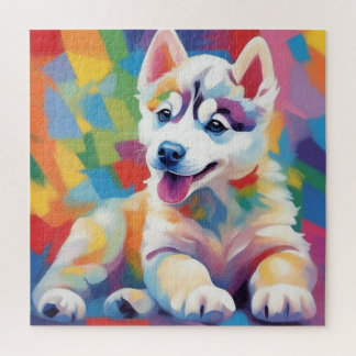 Husky in het land van kleuren legpuzzel