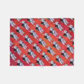 Husky in Santa Hat op Red Fleece Deken (Voorkant (Horizontaal))