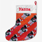 Husky in Santa Hat op Red Grote Kerstsok (Achterkant)