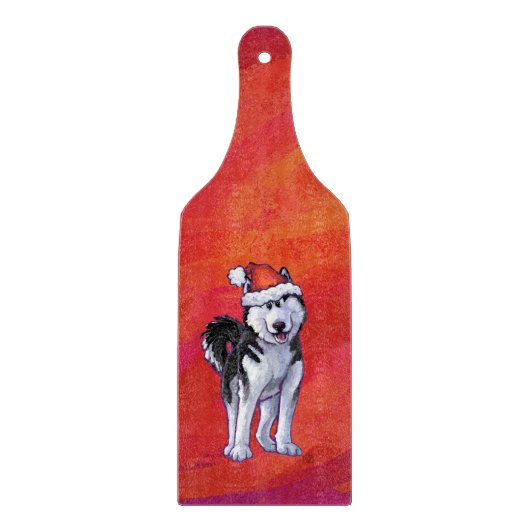 Husky in Santa Hat op Red Snijplank (Voorkant)