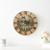 Husky in Spring Park Wall Clock Grote Klok (Huis)