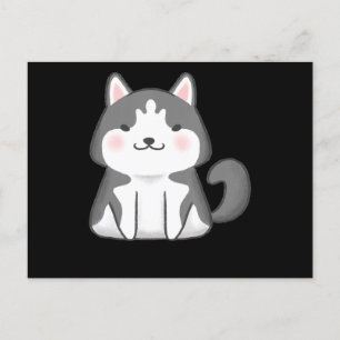 Husky   Kawaii Siberische Husky Hond Japanse Anime Feestdagenkaart