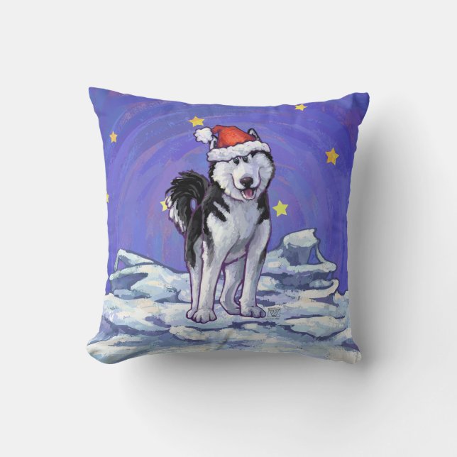 Husky Kerstmis Kussen (Voorkant)