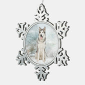 Husky Kerstsierent Tin Sneeuwvlok Ornament (Rechts)