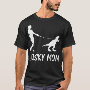 Husky Ma Siberian Husky Mama Dog Dinosaur Women M T-shirt