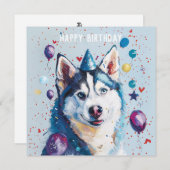 Husky / Malamute verjaardagskaart (Voorkant / Achterkant)