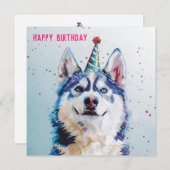 Husky / Malamute verjaardagskaart (Voorkant / Achterkant)