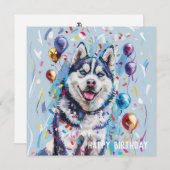 Husky / Malamute verjaardagskaart (Voorkant / Achterkant)