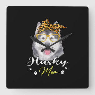 Husky mama Hondenliefhebbers van luipaard Vierkante Klok