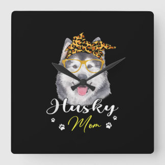 Husky mama | Hondenliefhebbers van luipaard Vierkante Klok
