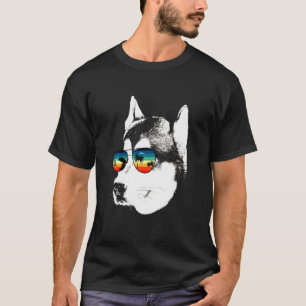 Husky met bril zonnebril t-shirt