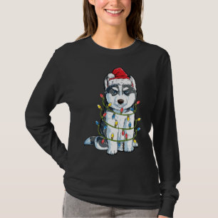 Husky Met Santa Hoed Huskey Grappige Hond Kerstmis T-shirt