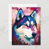 Husky Modern Abstracte hond schilderkunst Briefkaart (Voorkant / Achterkant)