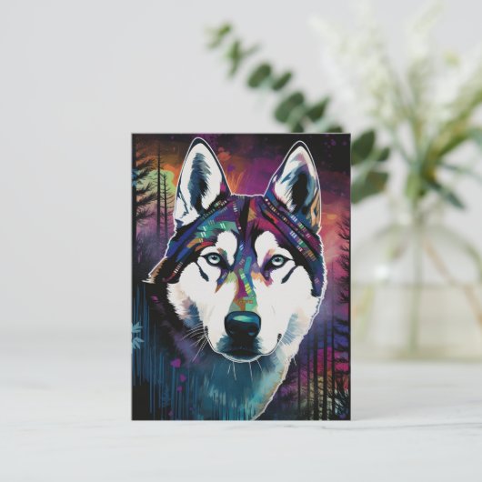 Husky Modern Abstracte hond schilderkunst Briefkaart (Staand voorkant)