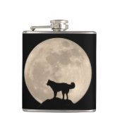 Husky Moon Flask Custom Siberian Husky Drink Flask Heupfles (Voorkant)