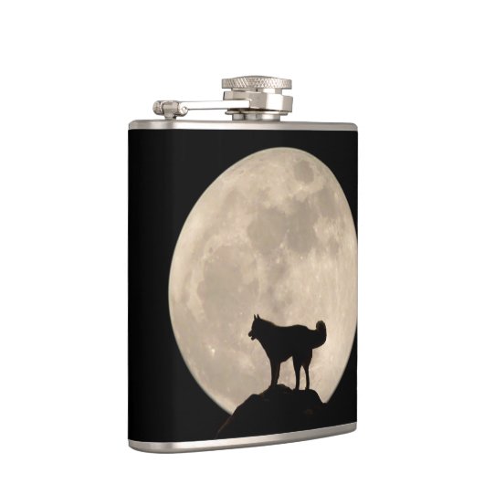 Husky Moon Flask Custom Siberian Husky Drink Flask Heupfles (Rechts)