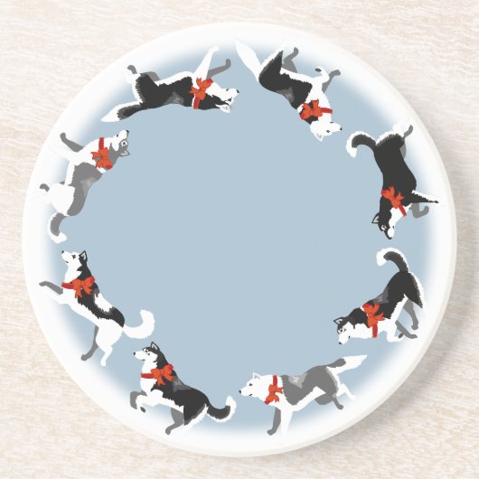 Husky Onderzetter Husky Malamute Kerstmis Onderzet (Voorkant)