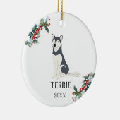 Husky Personalized Kersthond Keramisch Ornament (Rechts)