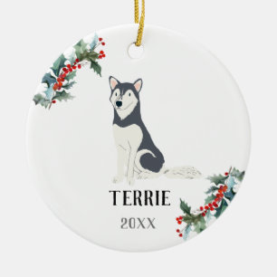 Husky Personalized Kersthond Keramisch Ornament
