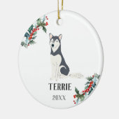 Husky Personalized Kersthond Keramisch Ornament (Links)