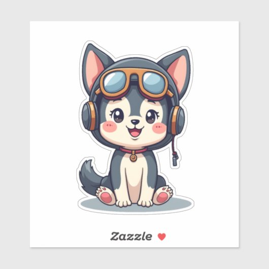 Husky Pilot Hondenliefhebber Malamute Sticker (Vel)