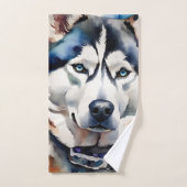Husky Portrait Waterverf Kunst Bad Handdoek (Handdoek)