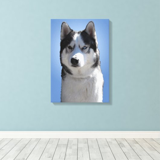 Husky Print Stretched Husky Malamute Dog Canvas (Insitu (Houten vloer))