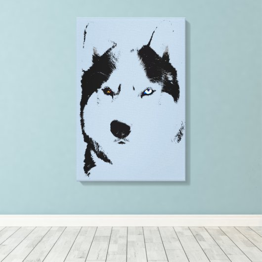 Husky Print Stretched Husky Malamute Dog Canvas (Insitu (Houten vloer))