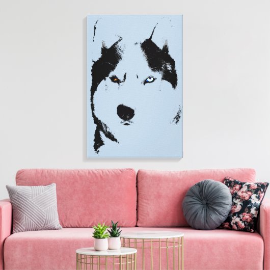 Husky Print Stretched Husky Malamute Dog Canvas (Insitu (Woonkamer))