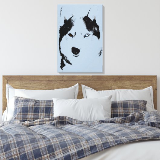 Husky Print Stretched Husky Malamute Dog Canvas (Insitu (Slaapkamer))