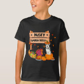 Husky Pumpkin Patch Thanksgiving Dog in pomkin Fa T-shirt (Voorkant)