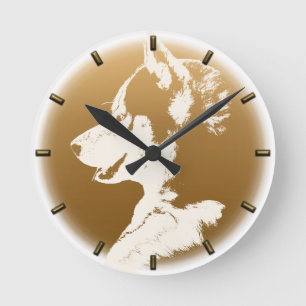 Husky Pup Clock geeft decor Sled Dog Wall Clock Ronde Klok