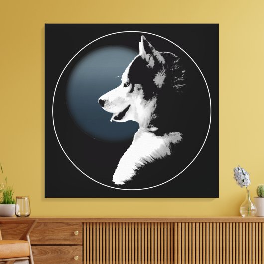 Husky Pup Print Siberian Husky Dog Canvas (Insitu (Woonkamer))