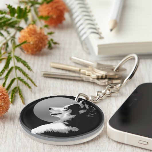 Husky Pup Sleutelhanger Husky Malamute Sleutelhang (Voorkant Rechts)