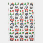 Husky Puppy Dog Santa Festive Holiday Theedoek (Verticaal)