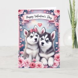 Husky Puppy Honden Valentijnsdag Wenskaart Kaart