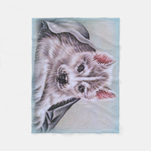 husky puppy pet portret tekenhkunstgeschenk fleece deken