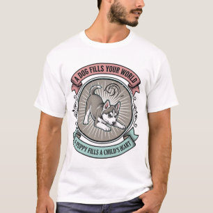 Husky Puppy T-shirt Vintage Gravure Kinds Beste Vr
