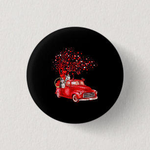 Husky Riding Red Truck Valentijn Butterfly Heart Ronde Button 3,2 Cm