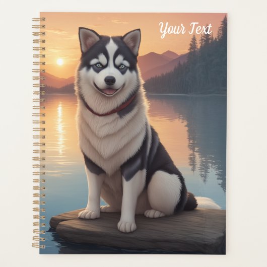 Husky sibérien au bord d'un lac (Devant)