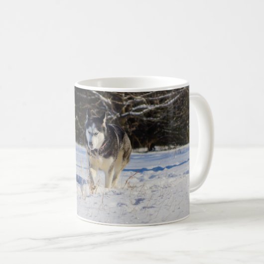 Husky Sibérien Dans La Mug De Café De Neige (Devant droit)