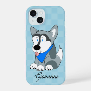 Husky Sibérien Personnalisé à carreaux bleus Chien