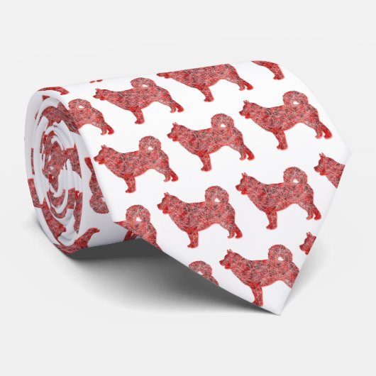 Husky Siberische Hond Kerst Silhouet Witte Hals Stropdas (Opgerold)