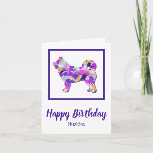 Husky Siberische Hond Silhouet PPY & B Verjaardag Kaart (Voorkant)