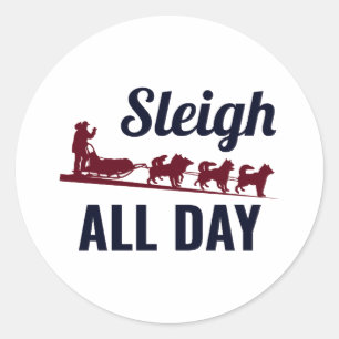 Husky Sled Dog Racing Alaskan Racers Ronde Sticker